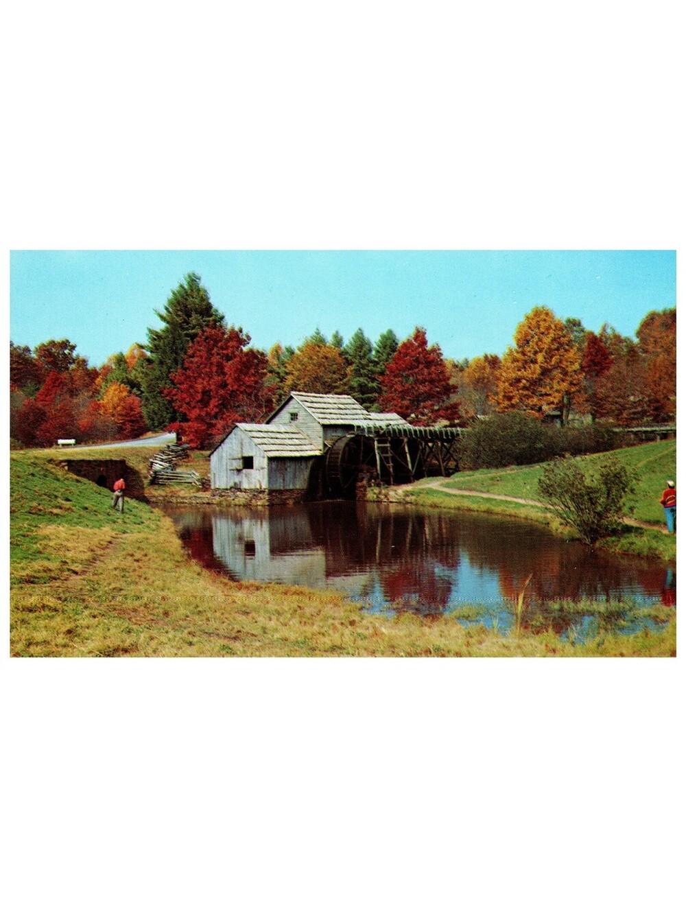 Vintage Postcard 1960s Vermont Old Mill Autumn Foliage Pond Scenic Old Stock